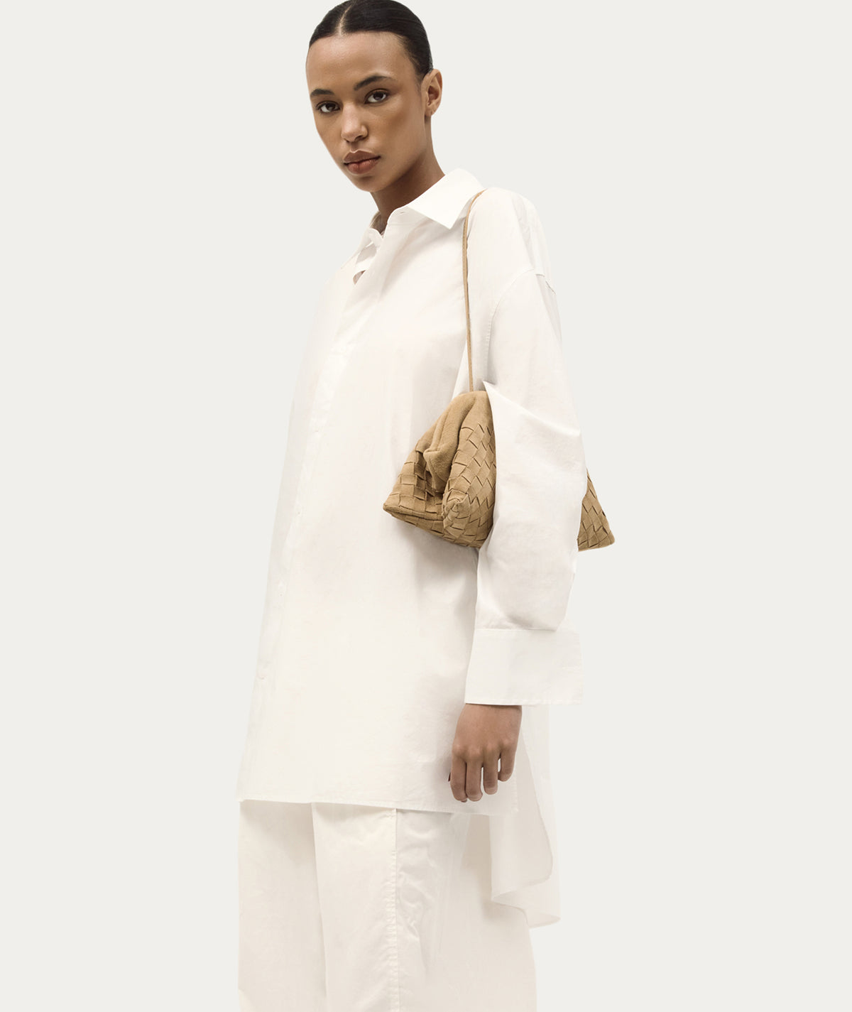 Vault Clutch - Oat Woven Suede