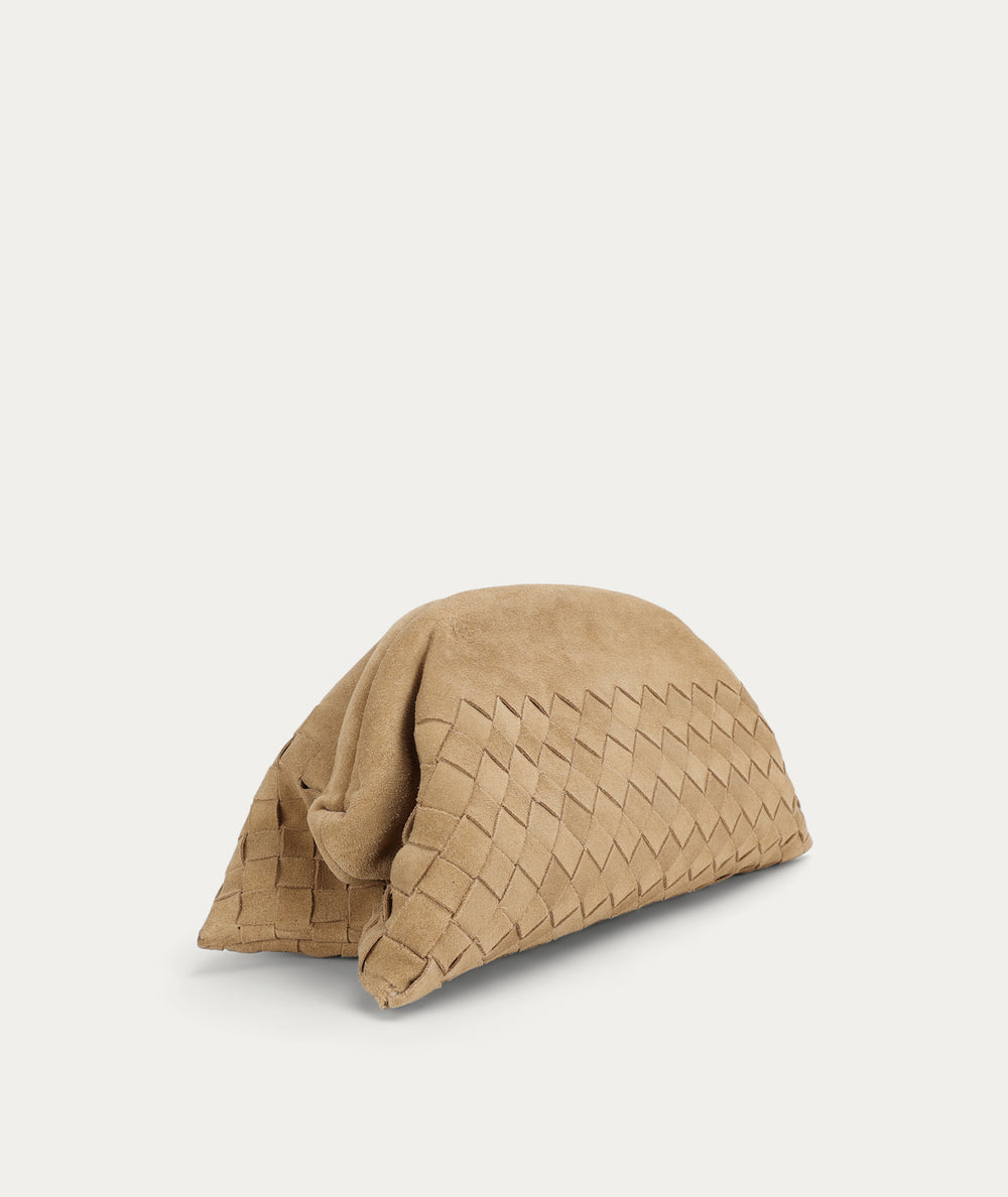 Vault Clutch - Oat Woven Suede