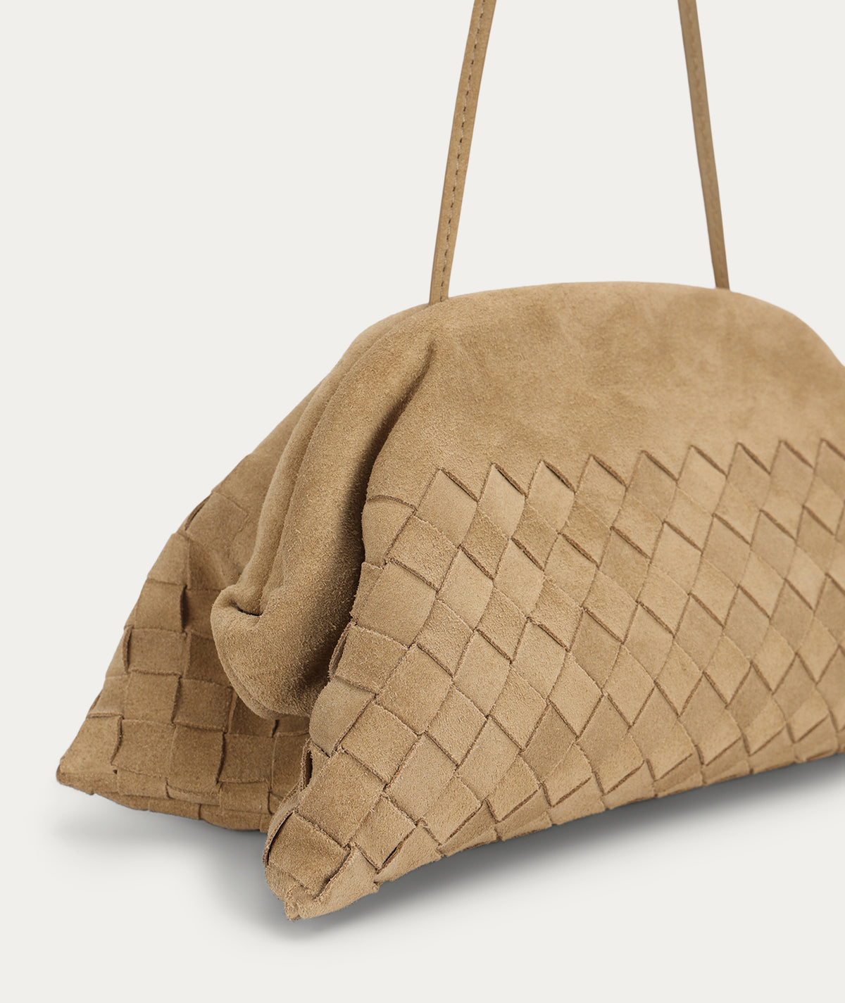 Vault Clutch - Oat Woven Suede