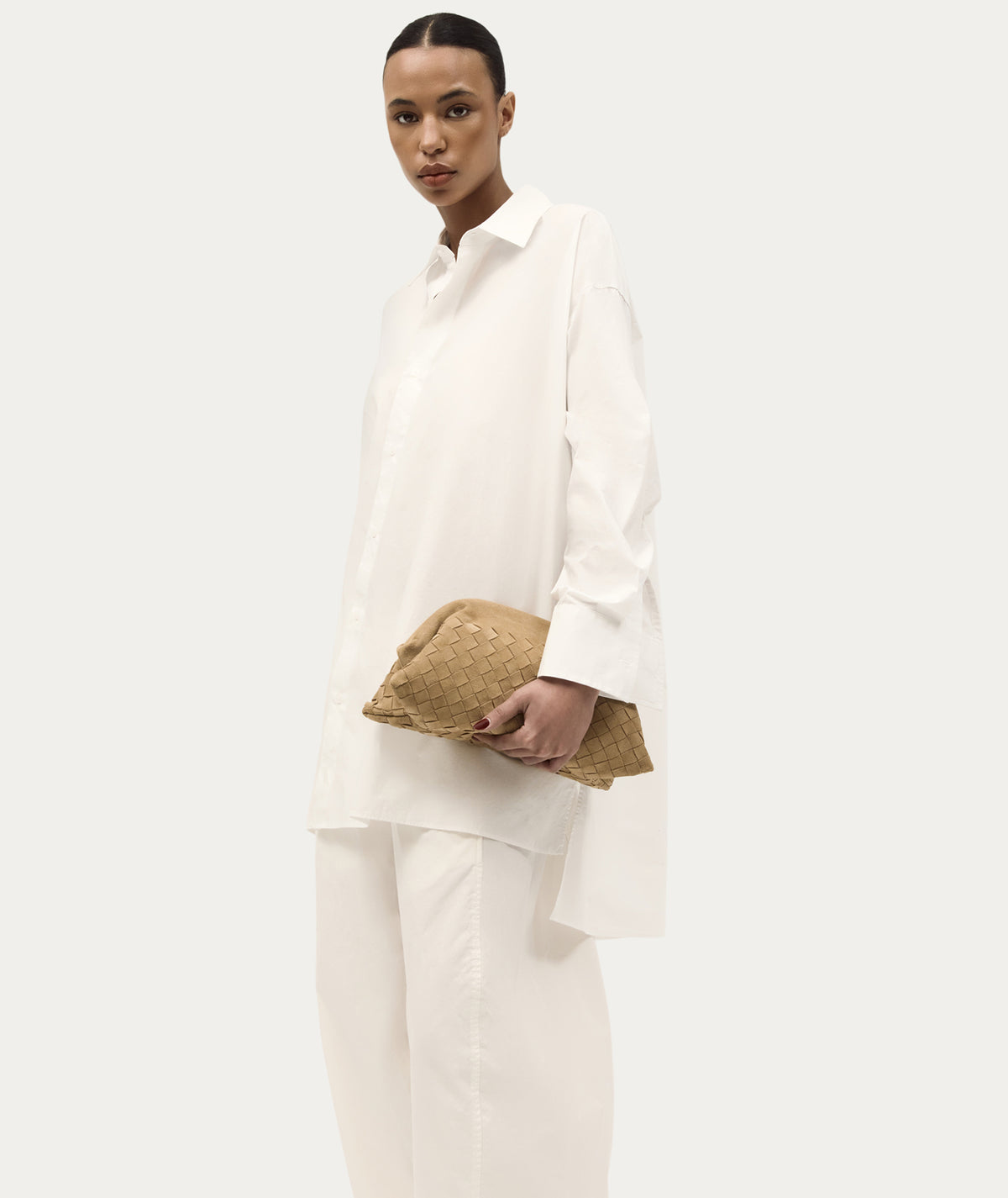 Vault Clutch - Oat Woven Suede