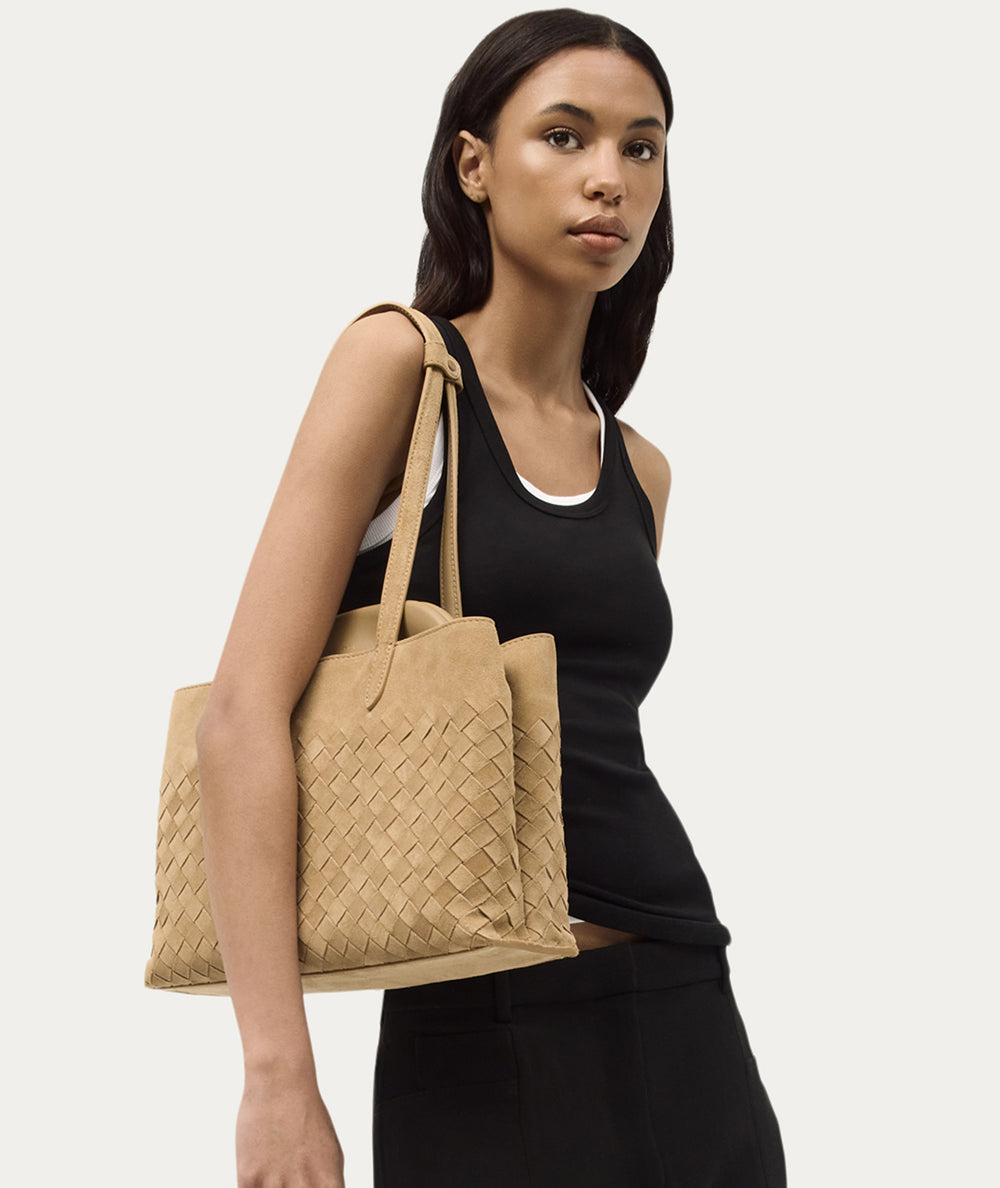 Vault Tote - Oat Woven Suede