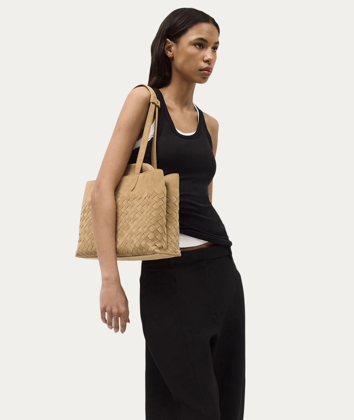 Vault Tote - Oat Woven Suede