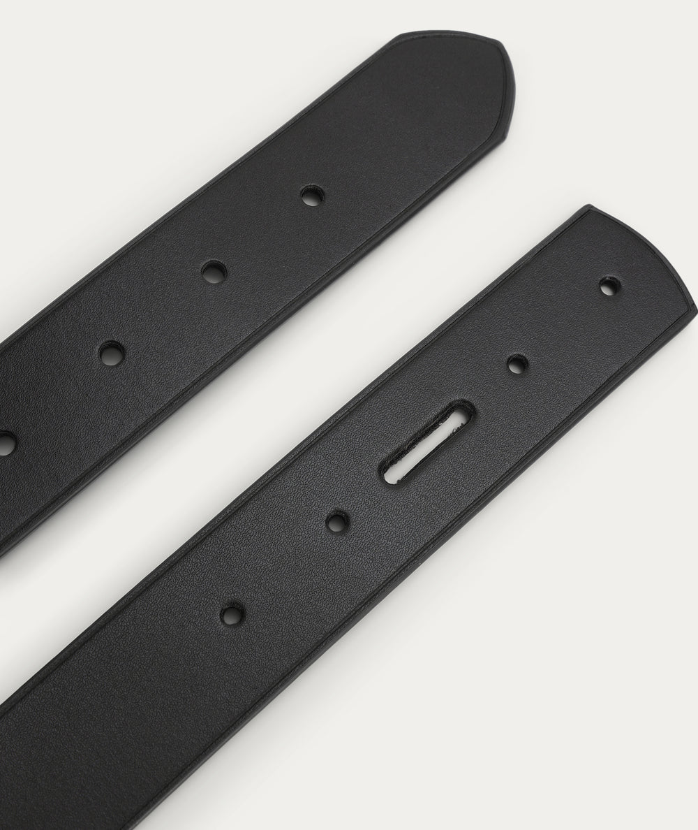 Wide Belt - Oval Buckle - Black/Silver