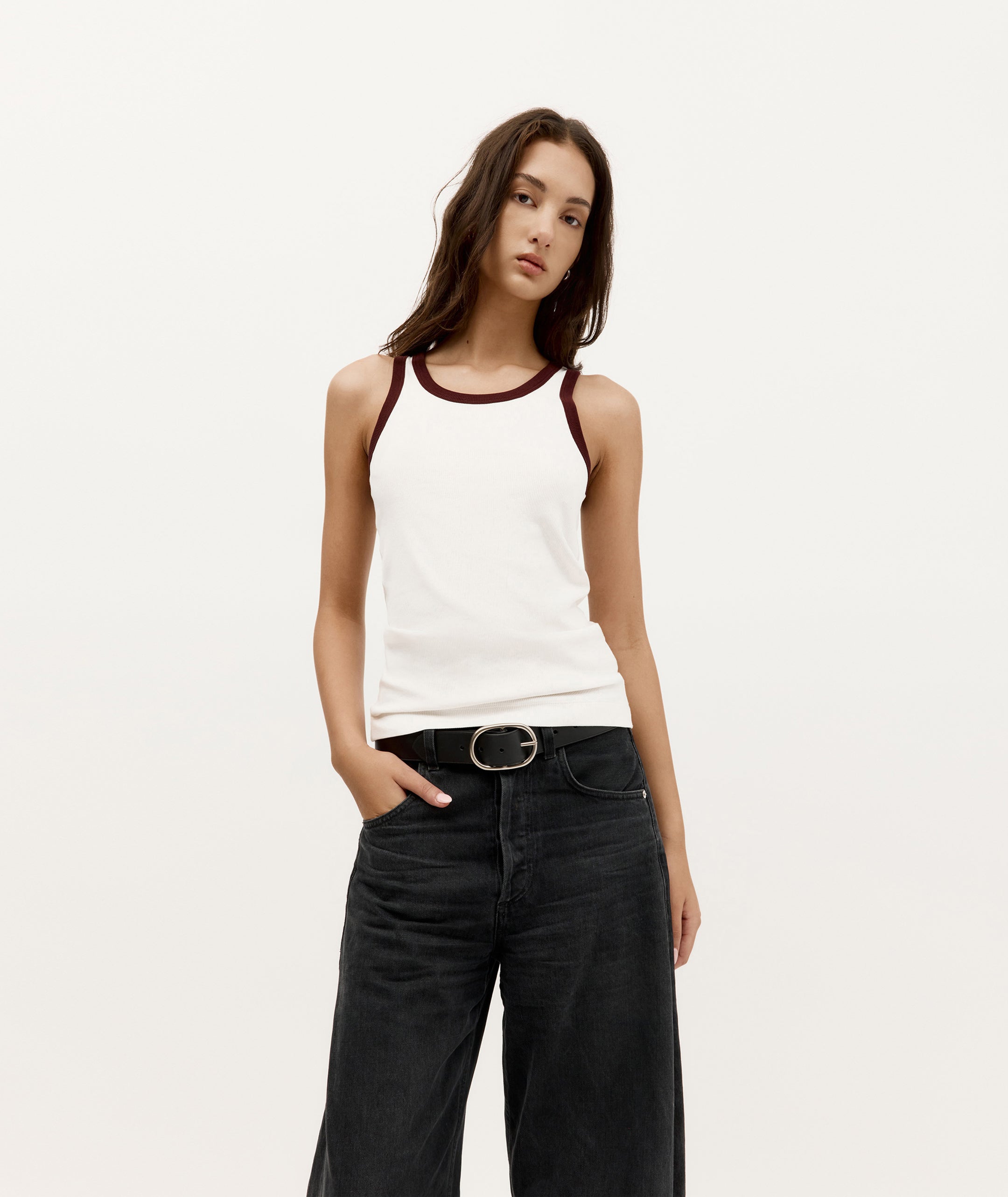 Wide Belt - Oval Buckle - Black/Silver