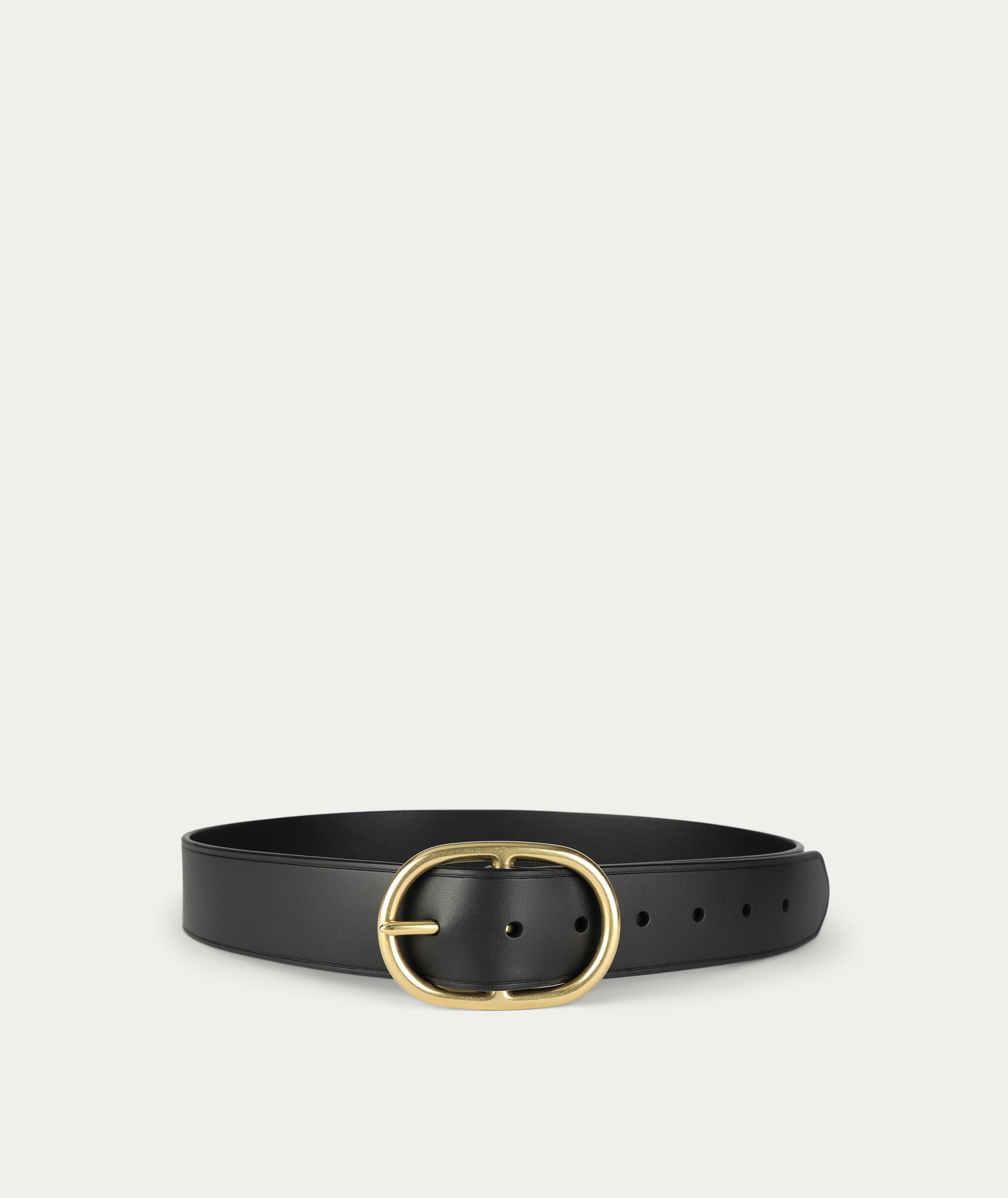 Wide Belt Oval Buckle - Black/Brass