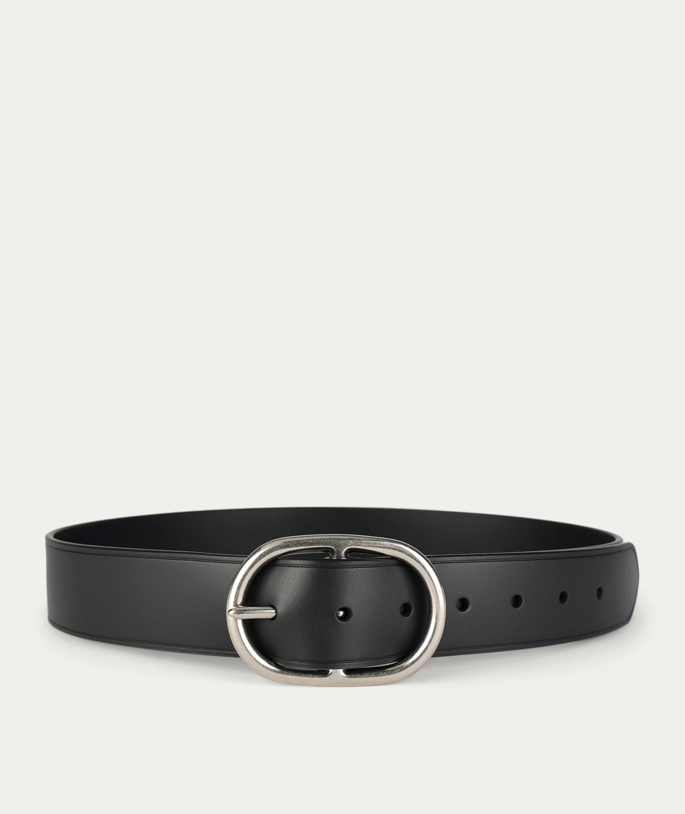 Wide Belt - Oval Buckle - Black/Silver