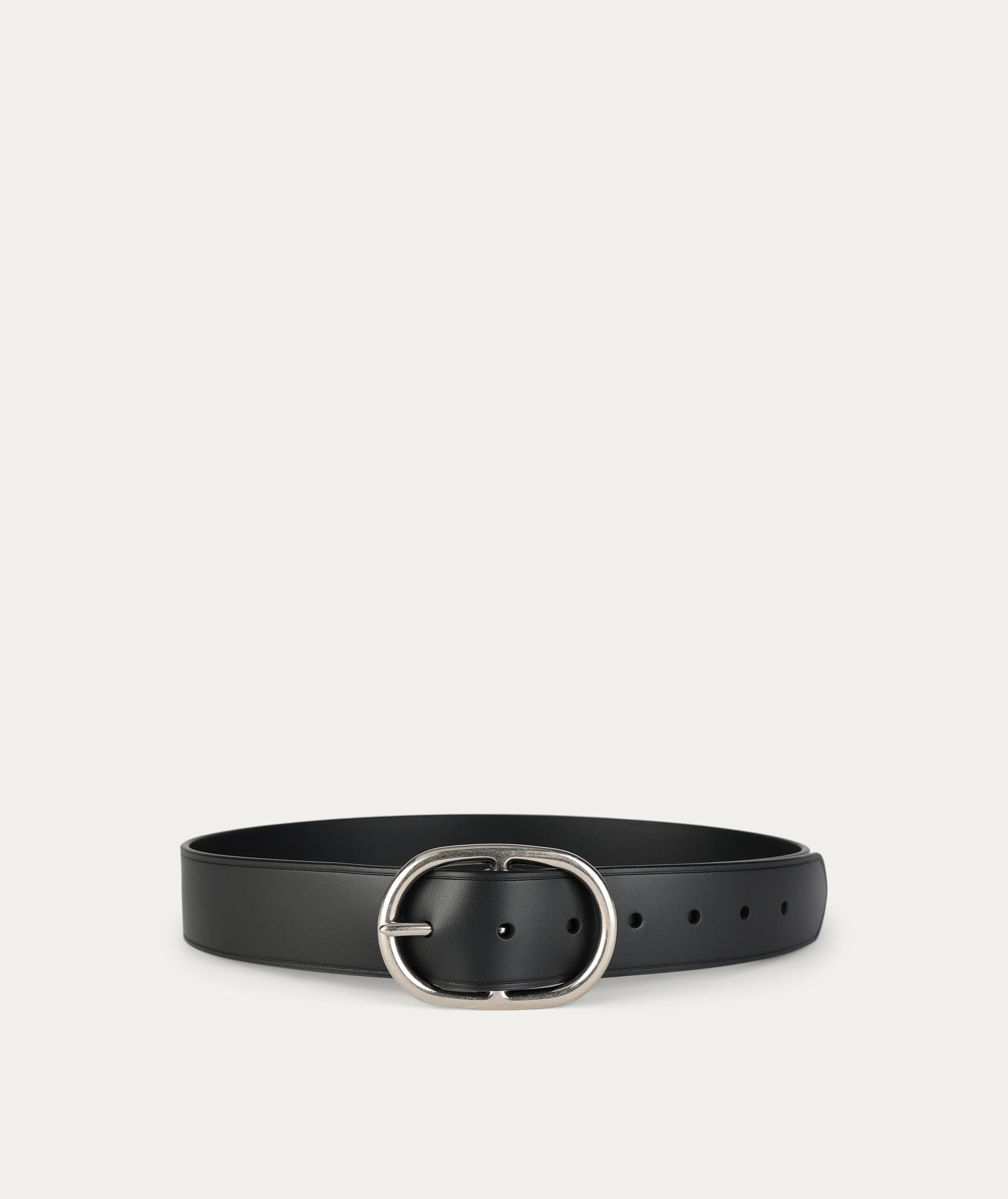 Wide Belt Oval Buckle - Black/Silver