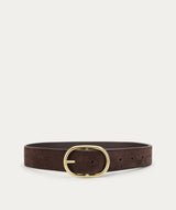 Wide Belt Oval Buckle - Java Suede/Brass