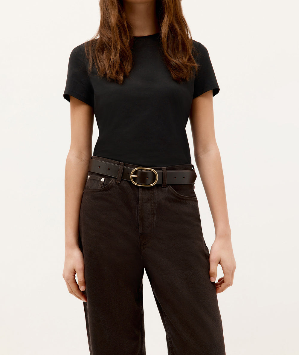 Wide Belt - Oval Buckle - Mud/Brass