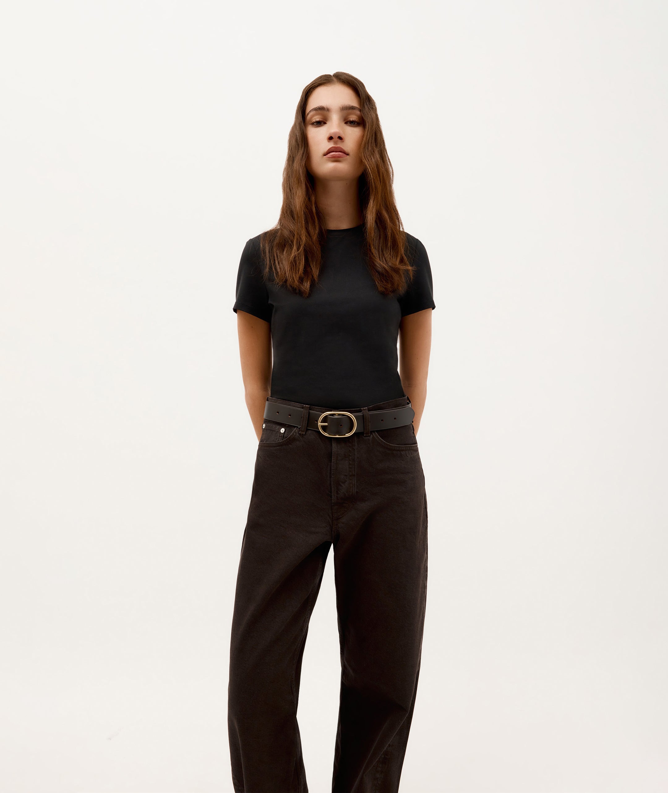 Wide Belt - Oval Buckle - Mud/Brass