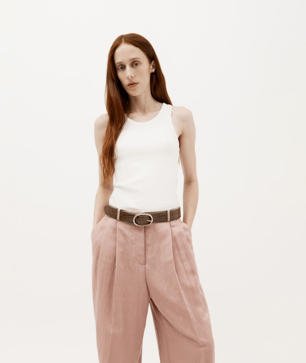 Wide Belt - Oval Buckle - Toffee Croc/Brass