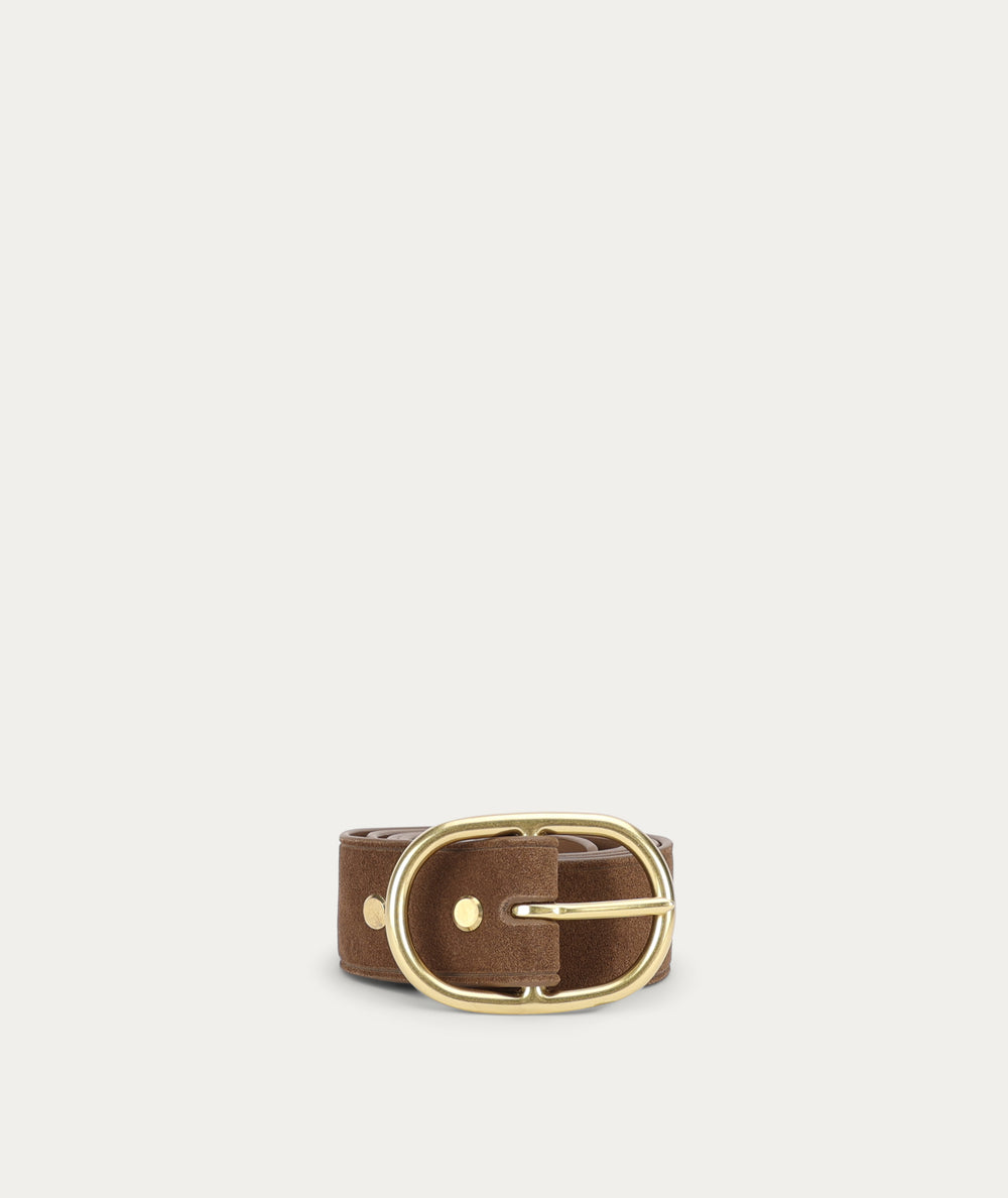 Wide Epona Belt - Hazel Suede/Brass