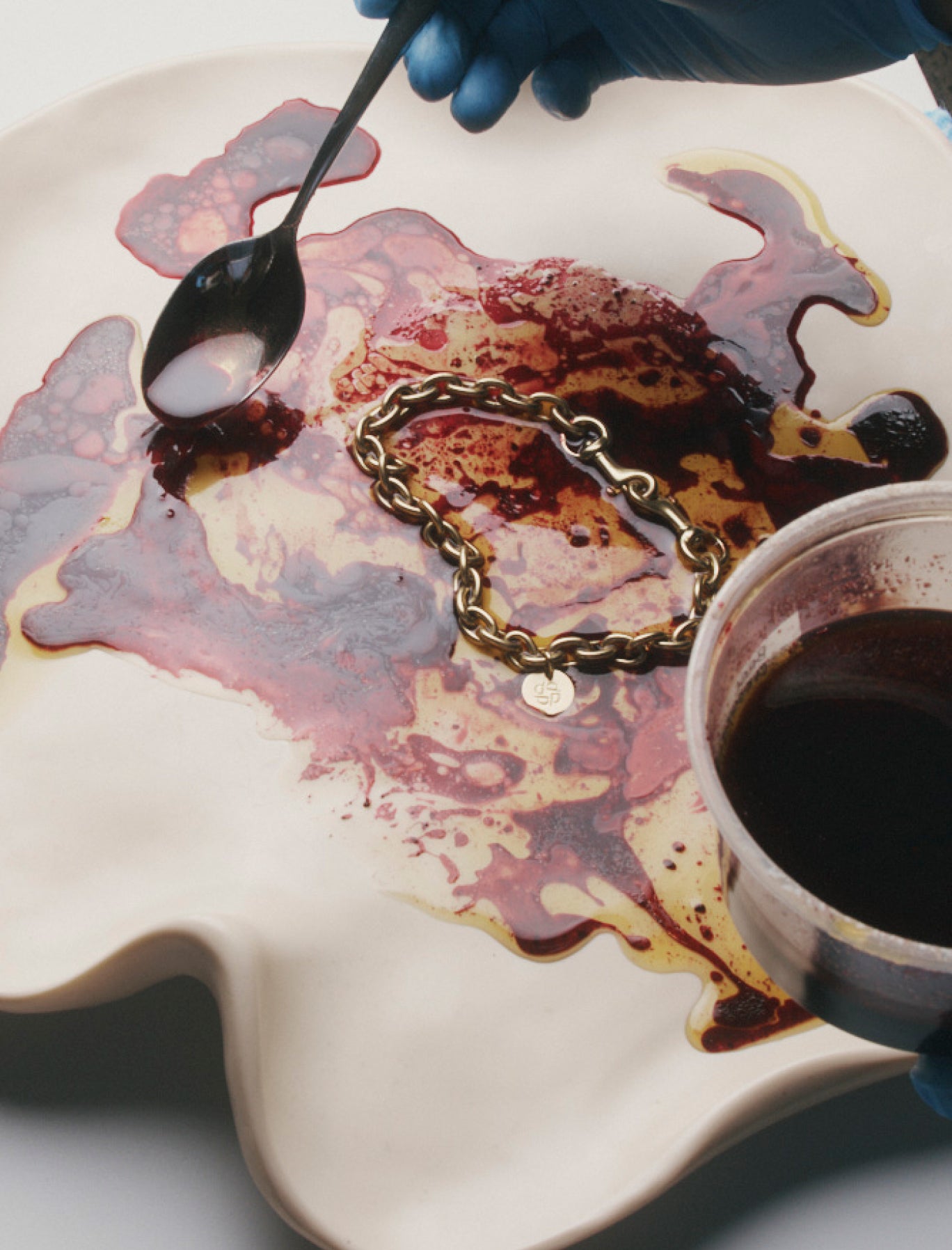 <h5>Solid Brass Chain in Merlot Beetroot Glaze</h5>