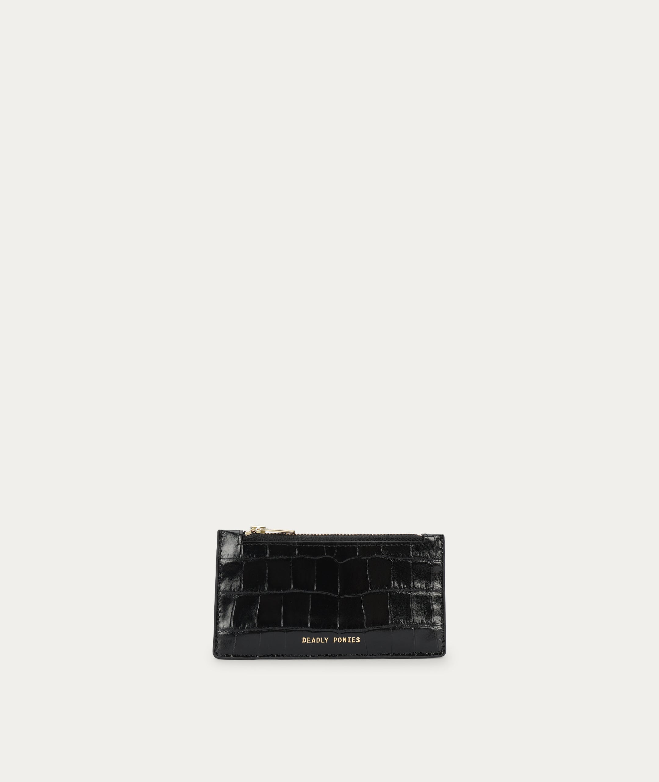 Zip Card Holder - Black Croc