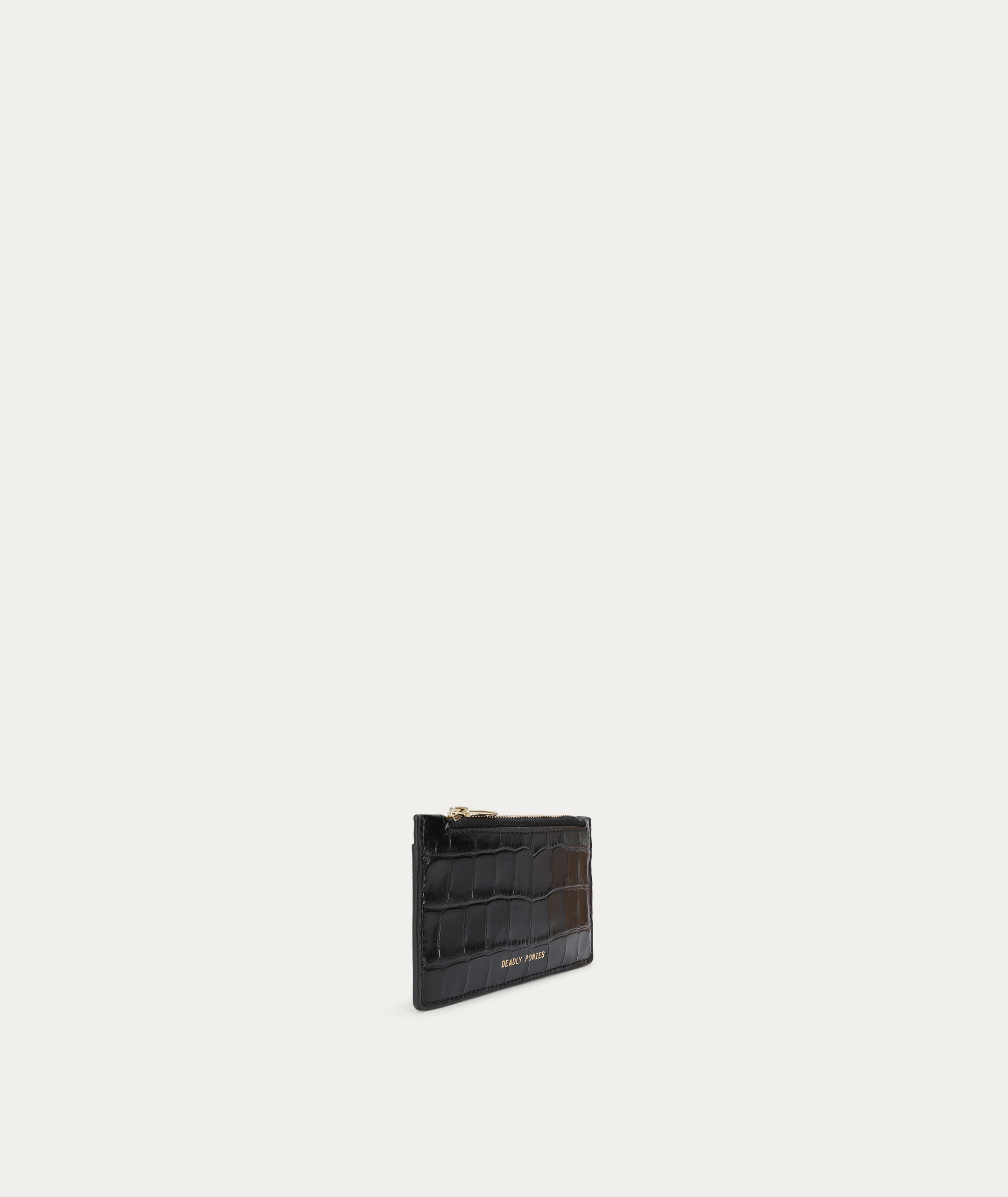 Zip Card Holder - Black Croc