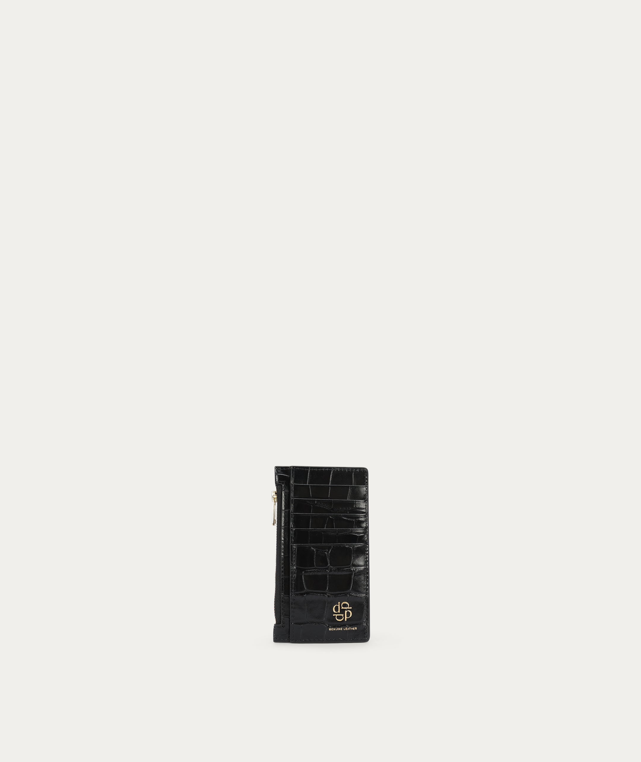 Zip Card Holder - Black Croc