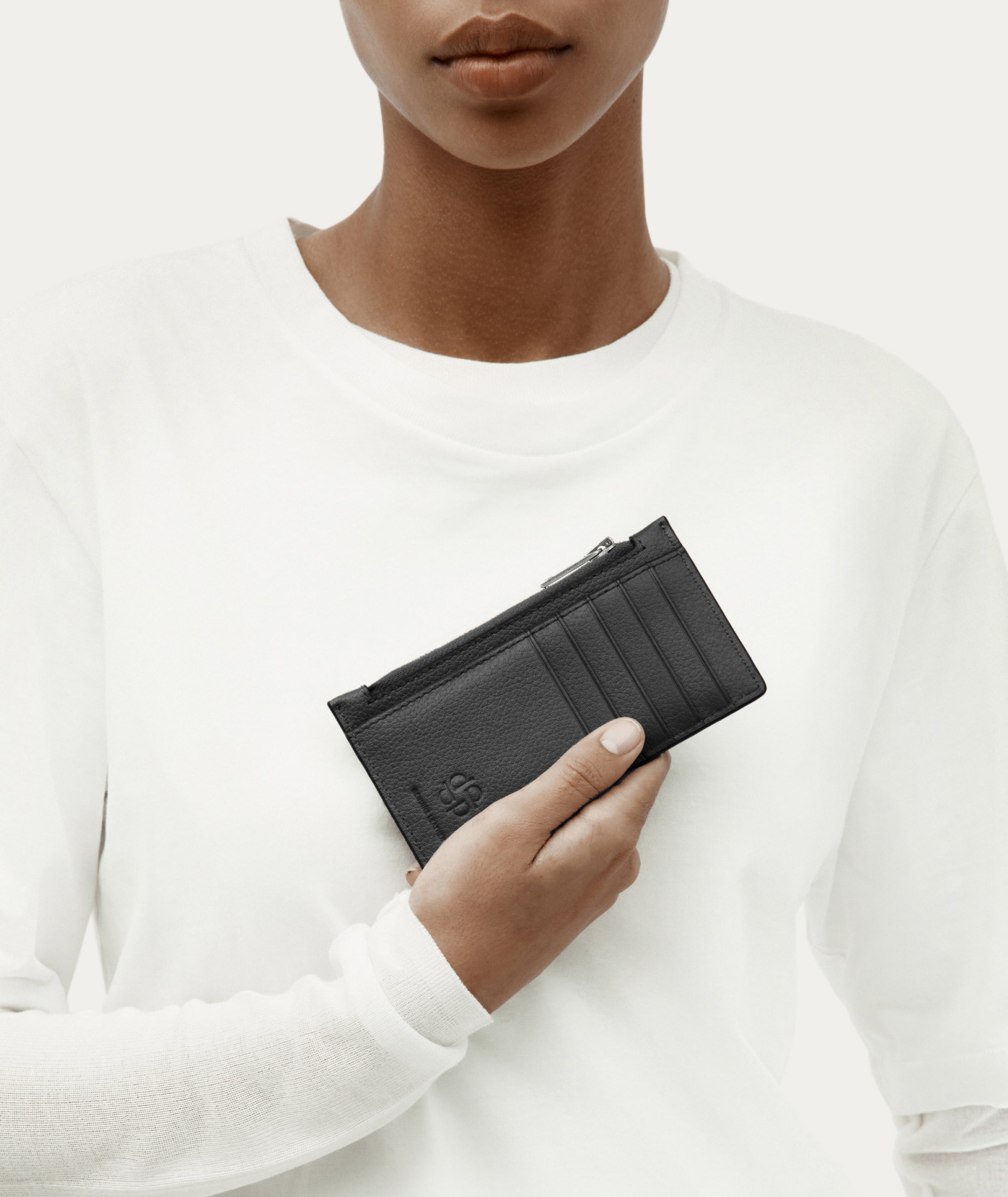 Zip Card Holder - Black/Silver