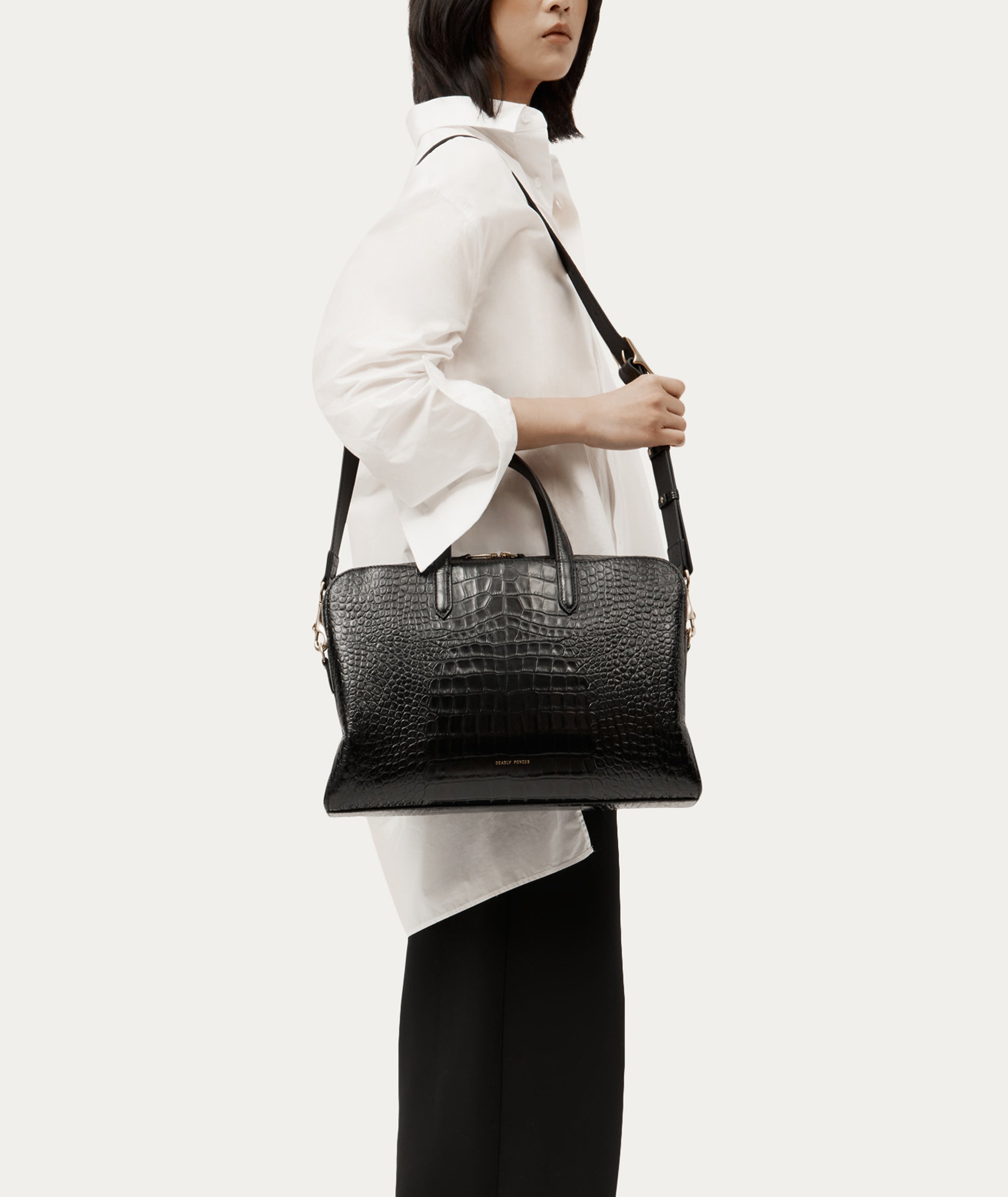 Zorro Briefcase - Black Croc