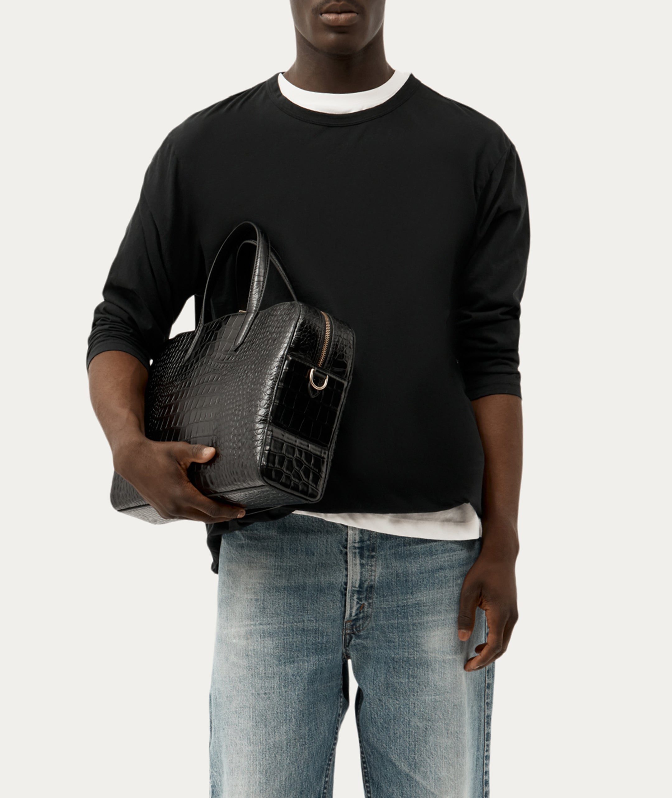 Zorro Briefcase - Black Croc