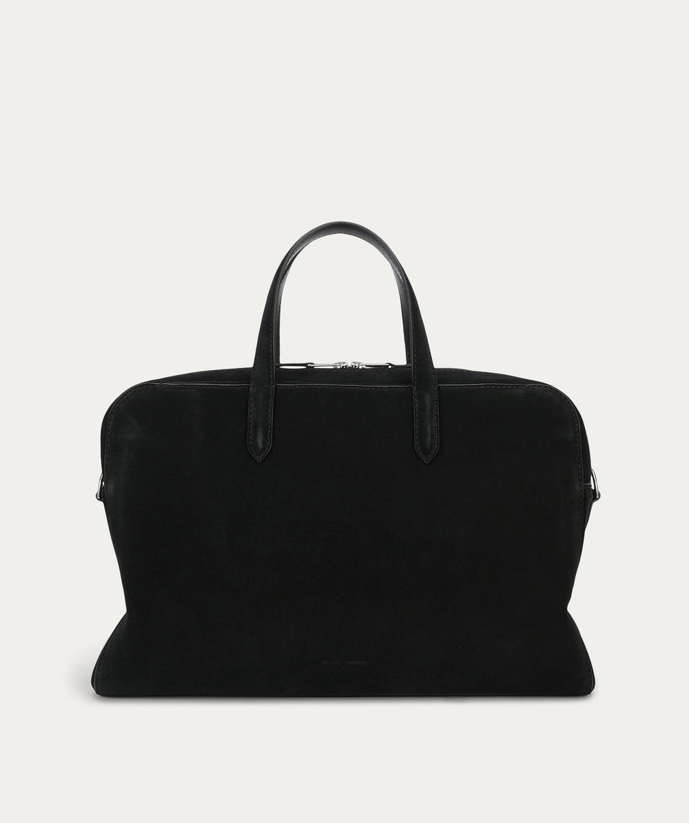 Zorro Briefcase - Black Suede/Silver