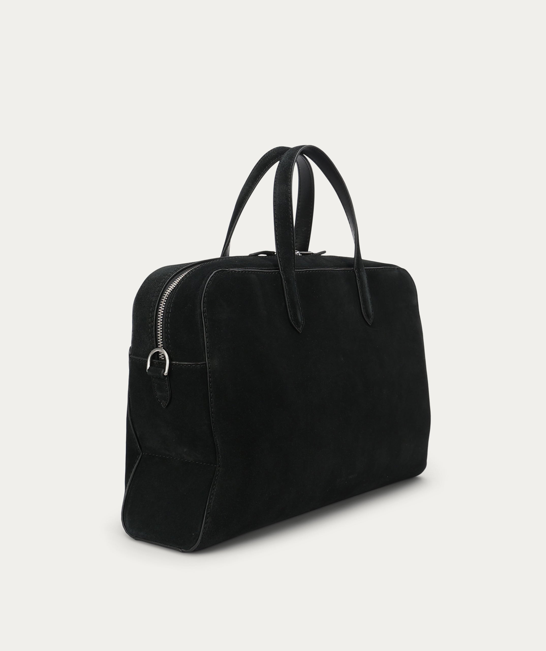 Zorro Briefcase - Black Suede/Silver