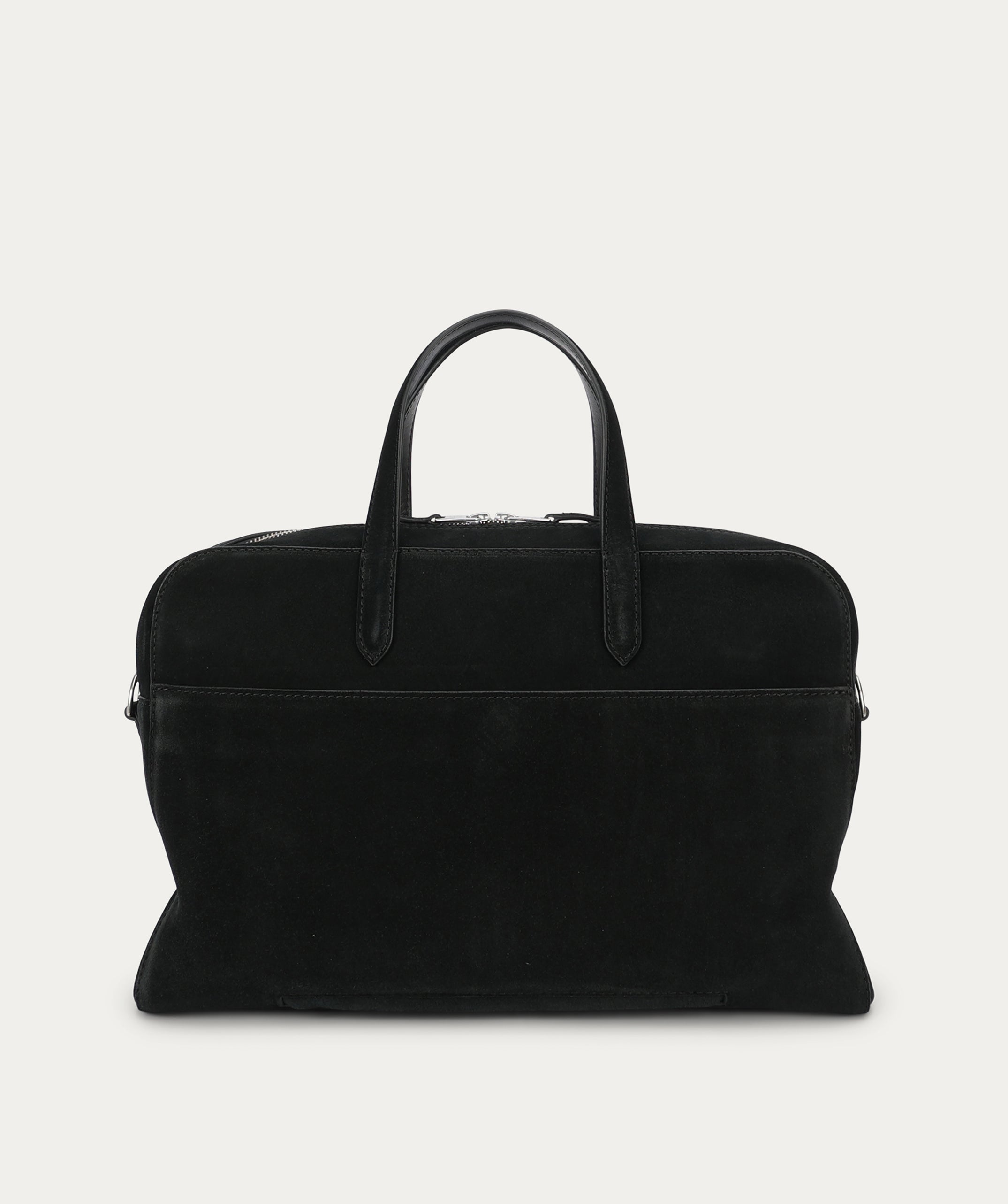 Zorro Briefcase - Black Suede/Silver
