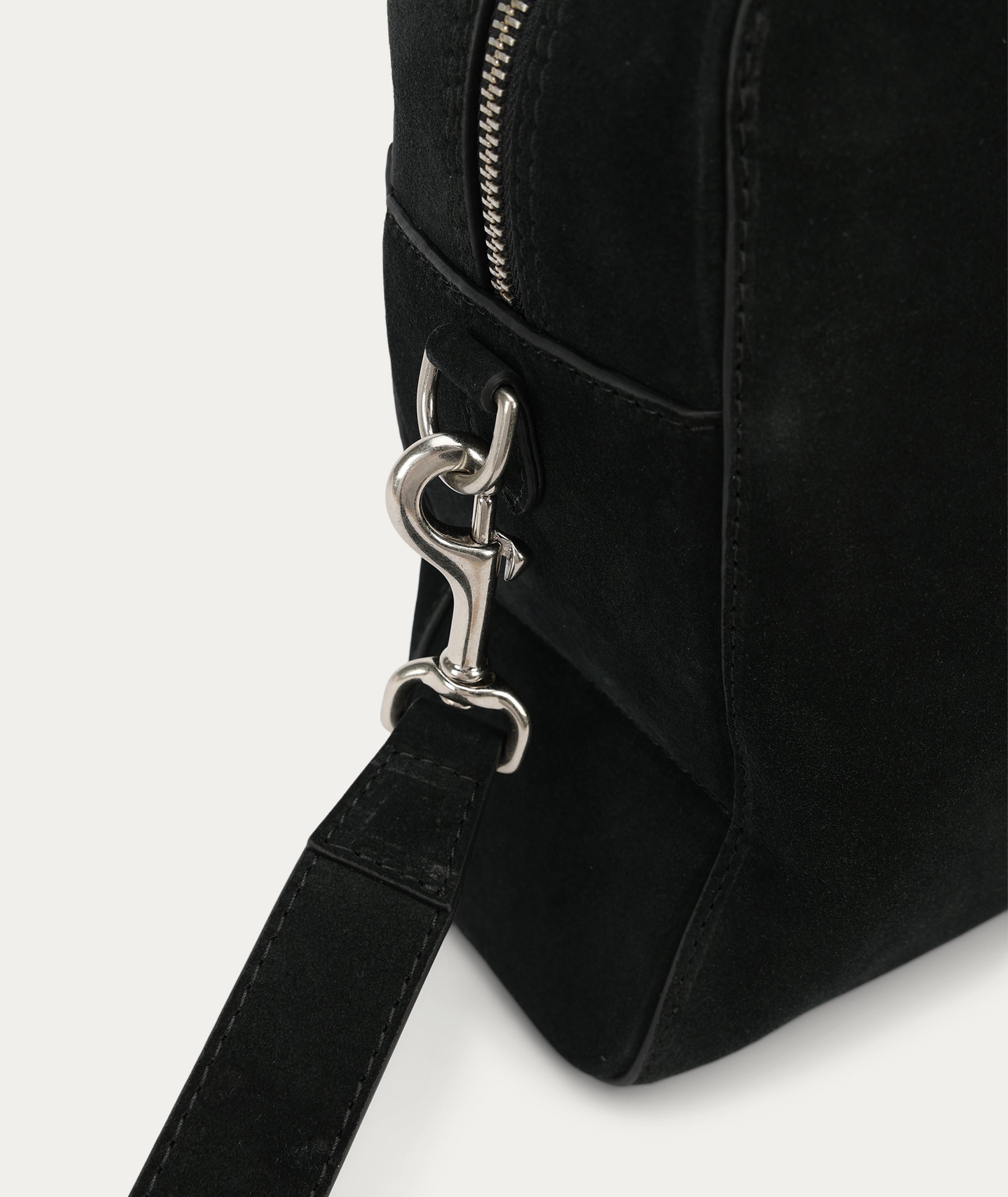 Zorro Briefcase - Black Suede/Silver