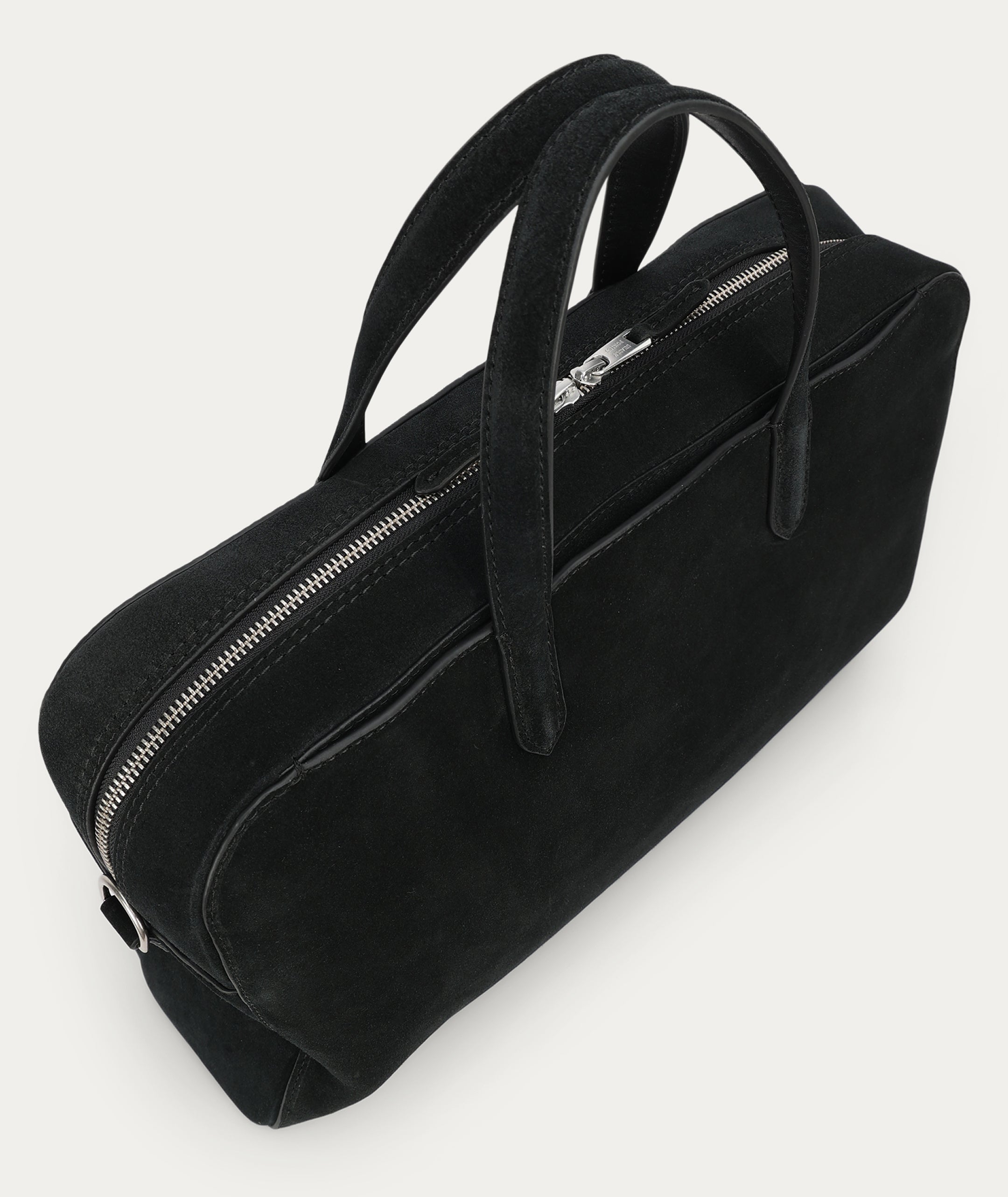 Zorro Briefcase - Black Suede/Silver