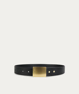 Wide Belt Rectangle Buckle - Black/Brass