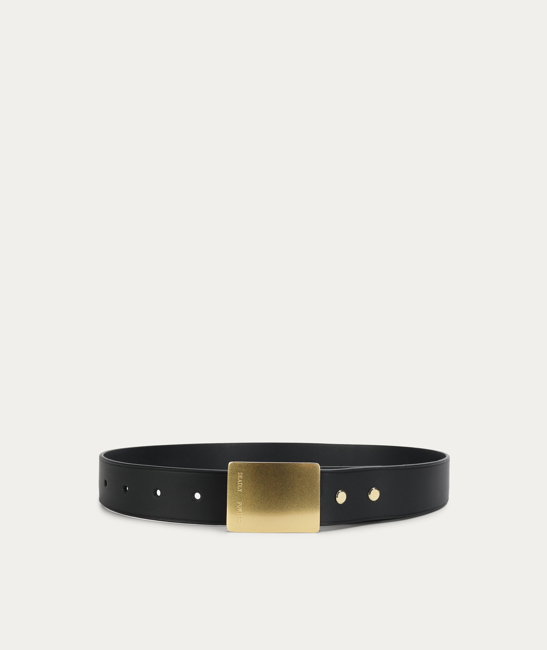 Wide Belt Rectangle Buckle - Black/Brass